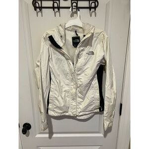 The north Face White Jacket zip and Velcro